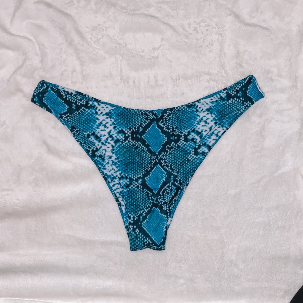 aqua snakeskin bikini bottom